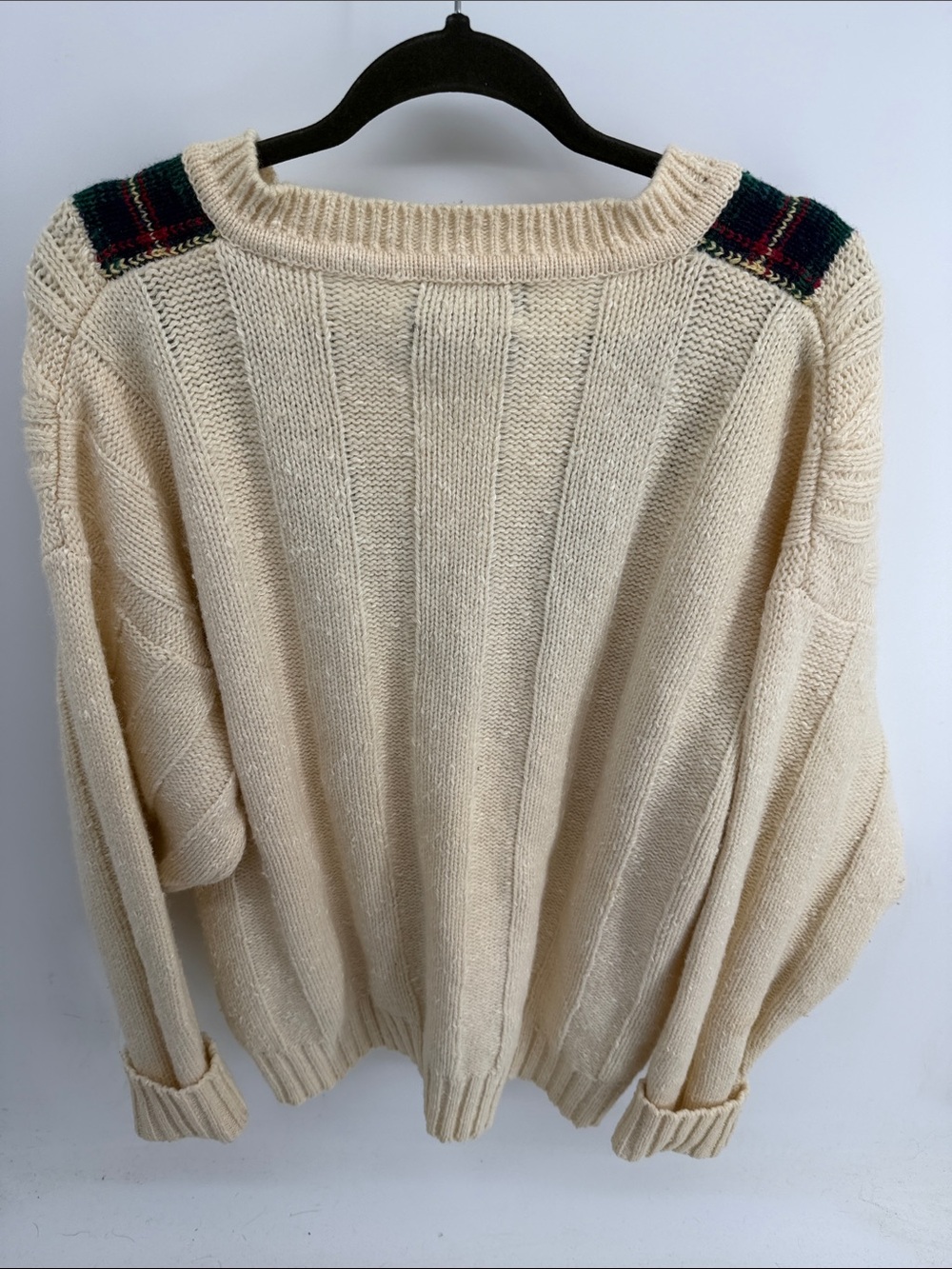 Vintage 90'S GANT wool cotton Hand Framed V-neck cable knit pullover sweater XL - Picture 8 of 8